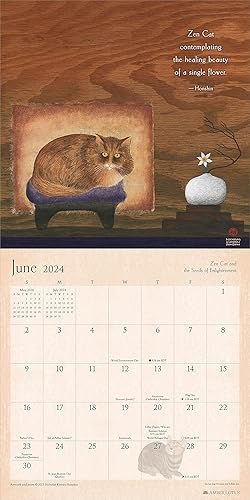 Miniatura 3 de Zen Cat 2024 Wall Calendar Meditational Art by Nicholas Kirsten-Honshin 12" x 24" Open Amber Lotus Publishing