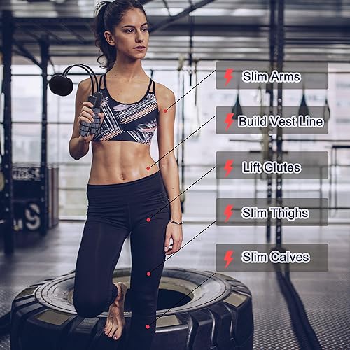 Vista 13 de Cordless Jump Rope for Fitness with Indoor Jumping Rope Weighted Ropeless Skipping Jump Rope for Men Women Kids High-Speed Rope Skipping for Narrow