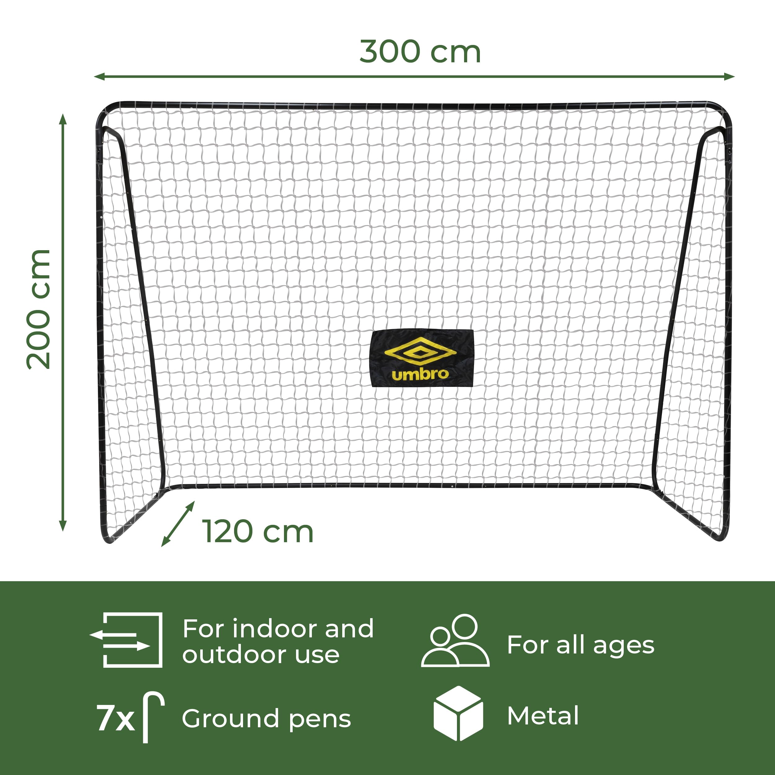 Umbro Football Goal - Metal - Football Training Equipment for All Ages - Easy to Assemble - Black/Yellow