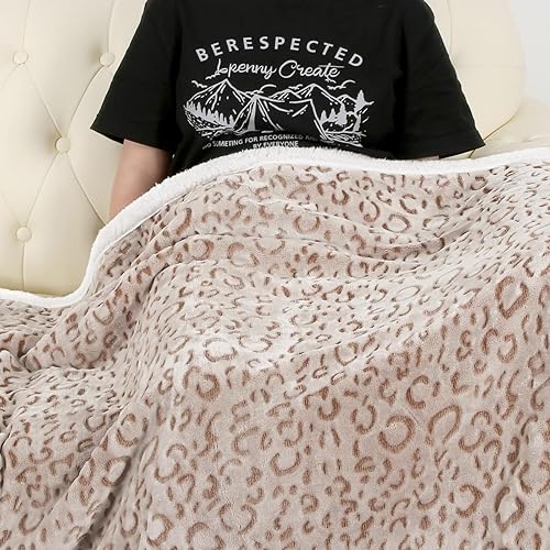 Miniatura 6 de MACEVIA Manta de forro polar Sherpa para sofá, manta de guepardo 3D, gruesa, cálida, reversible, acogedora, cómoda, súper suave, para cama, sofá,