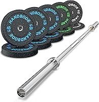 Vista 12 de Olympic High-Bounce Bumper Plates Bench Press Barbell Weights Set 2 - Inch, 10-55 lb Rubber Weight Sets for Home Gym, Strength Training Plate