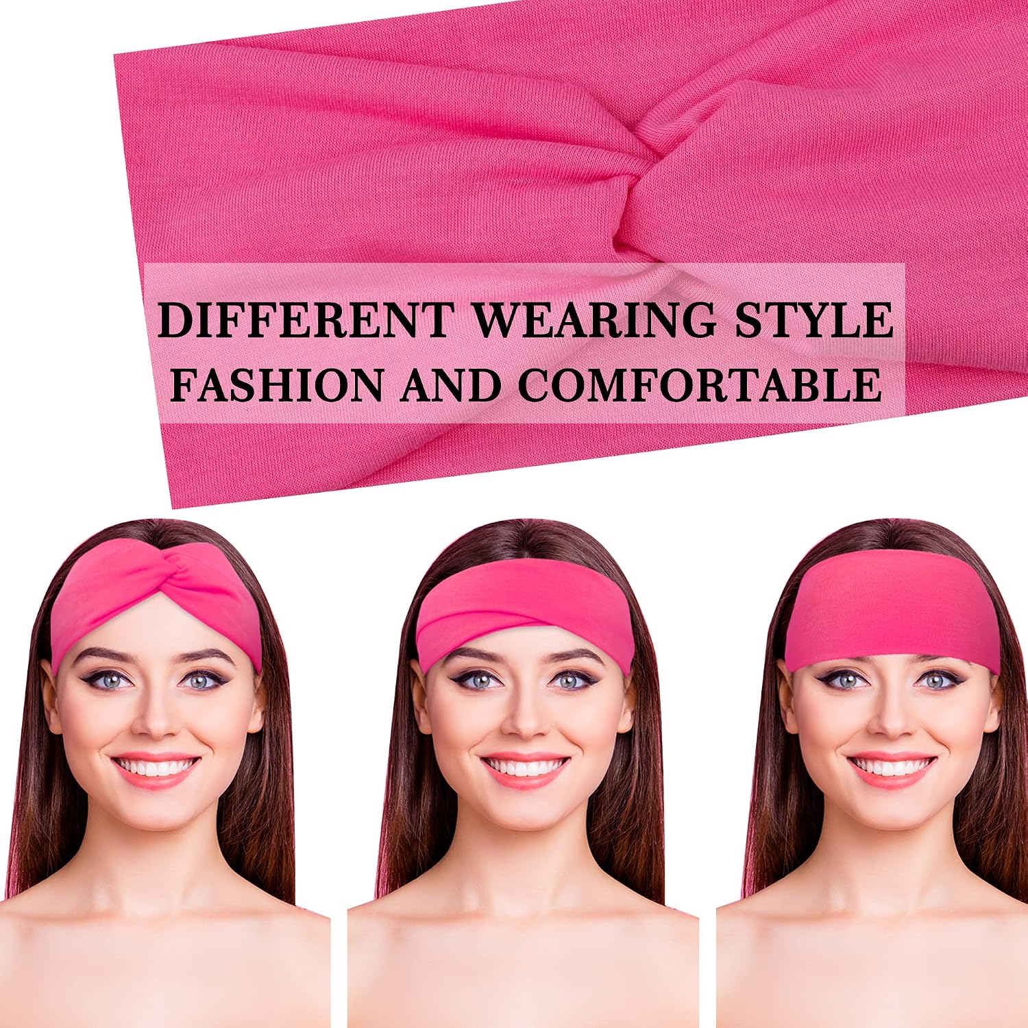 FEQO 21 Pieces Twist Headbands for Women Non-Slip Twisted Turban Stretchy Elastic Colorful Hair Bands for Workout Yoga Sports(Classic Colors)