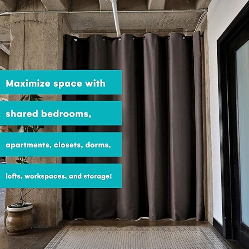 Miniatura 4 de RoomDividersNow - Cortina divisora de habitación prémium, 8 pies de alto x 5 pies de ancho (rayas azules)