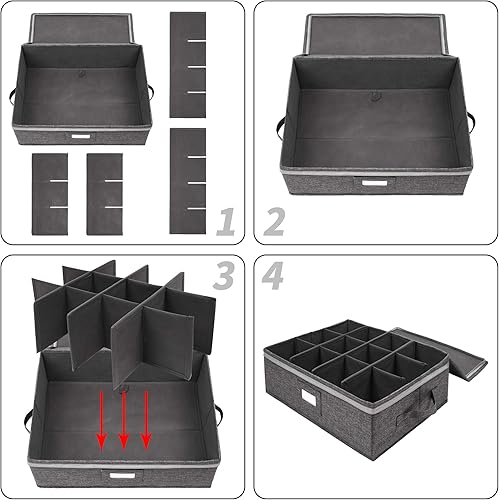 Miniatura 6 de popoly Caja de almacenamiento para tazas y tazas contenedor de almacenamiento de China con tapa con cremallera y asas capacidad para 12 tazas de