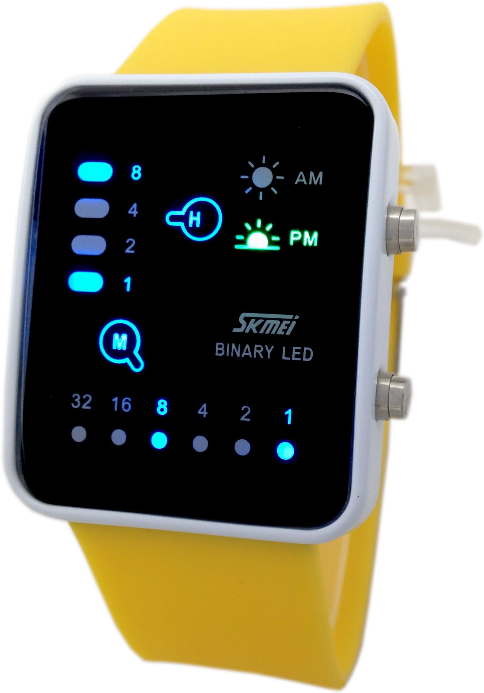 Technological Sense Binary Digital LED Waterproof Unisex Sport Wrist Watches Yellow