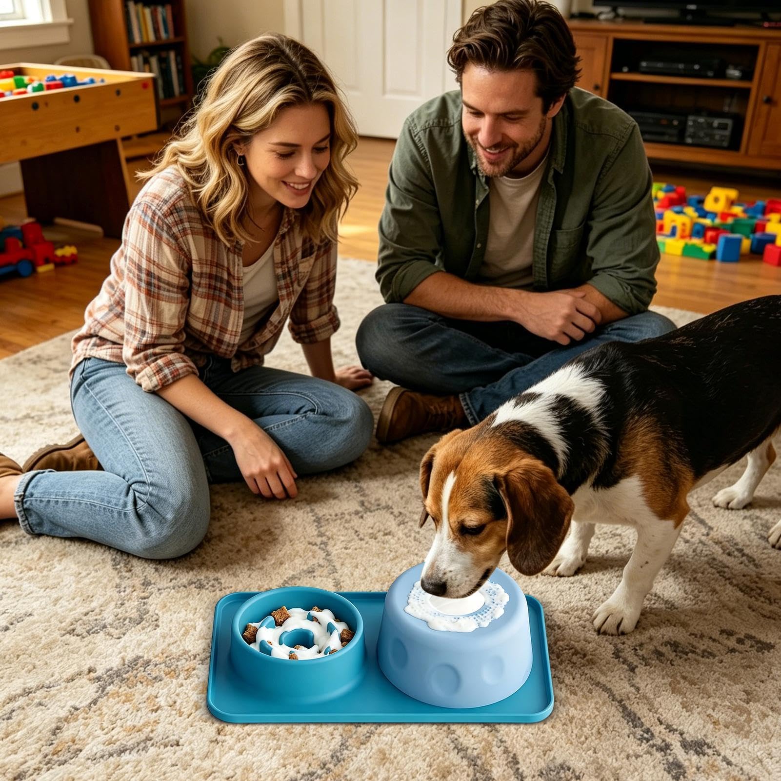 Miska do lizania z piłką 2 w 1 Silikonowe naczynie do karmienia | Miska spowalniająca jedzenie dla 500 ml do Płynnych Przysmaków, Jogurtu oraz Wzbogacania