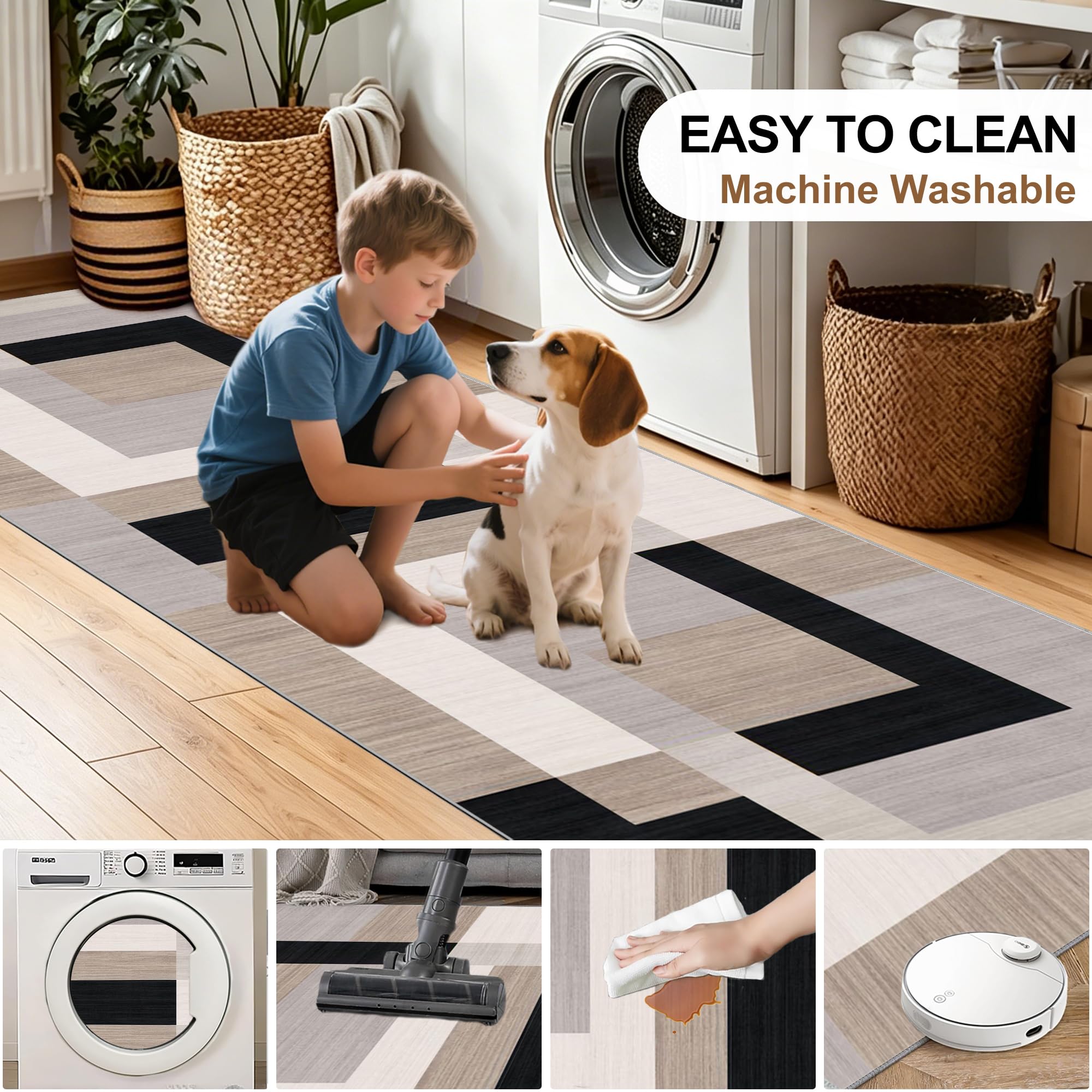 Lungo Tappeto da Cucina 60 x 260 cm Tappeto Passatoia per Corridoio Largo Tappeti Runner Antiscivolo e Lavabile Tappetino Passatoia Tappeto Ingresso per Corridoio Entrata Camera da Letto