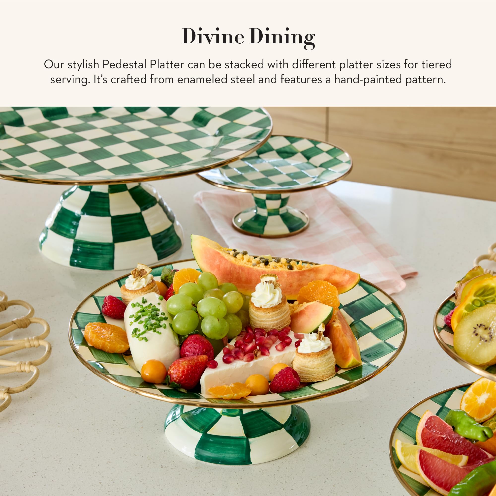 Amazon.com | MACKENZIE-CHILDS Enamel Pedestal Platter, Round Cake