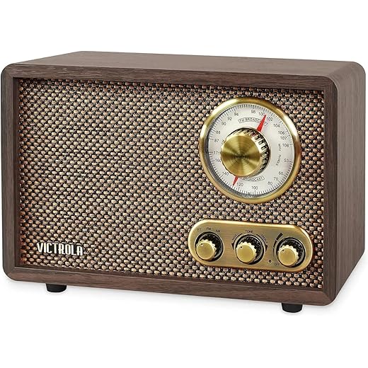 Victrola Willow – Retro Wood Bluetooth Radio with Built-in Speakers: Elegant & Vintage Design, Rotary AM/FM Tuning Dial, Bass & Treble Control, Wireless Streaming (Espresso)