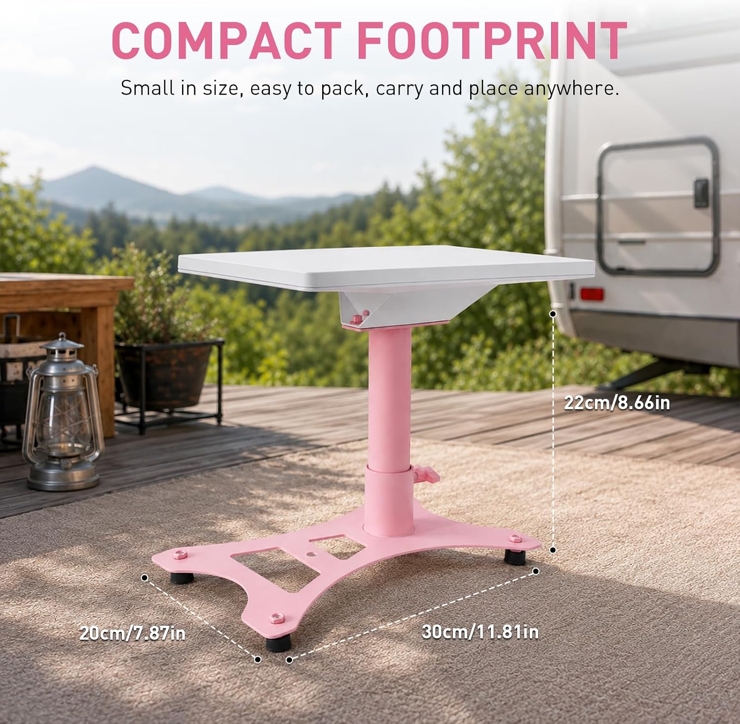 Outdoor Floor Stand Compatible with Starlink Mini, Metal Base Satellite Dish Stand, Space-Saving No-Drill Ground Mount for Camping RV Patio, Pink