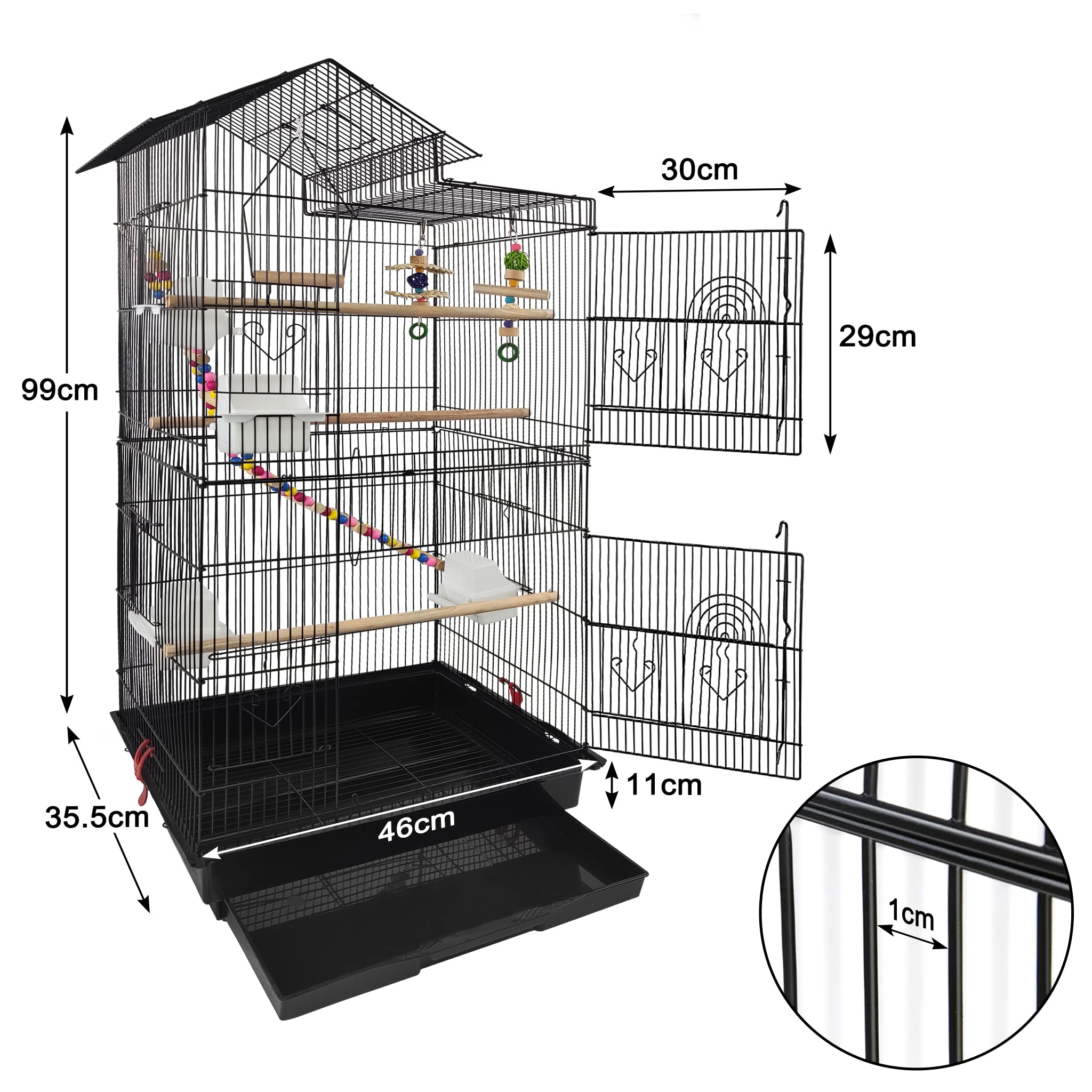 LZQ Vogelhaus Vogelkäfig Vogelvoliere Papageienkäfig Metall Käfig für Papageien Tauben Vogel Haustier (mit Spielzeug)