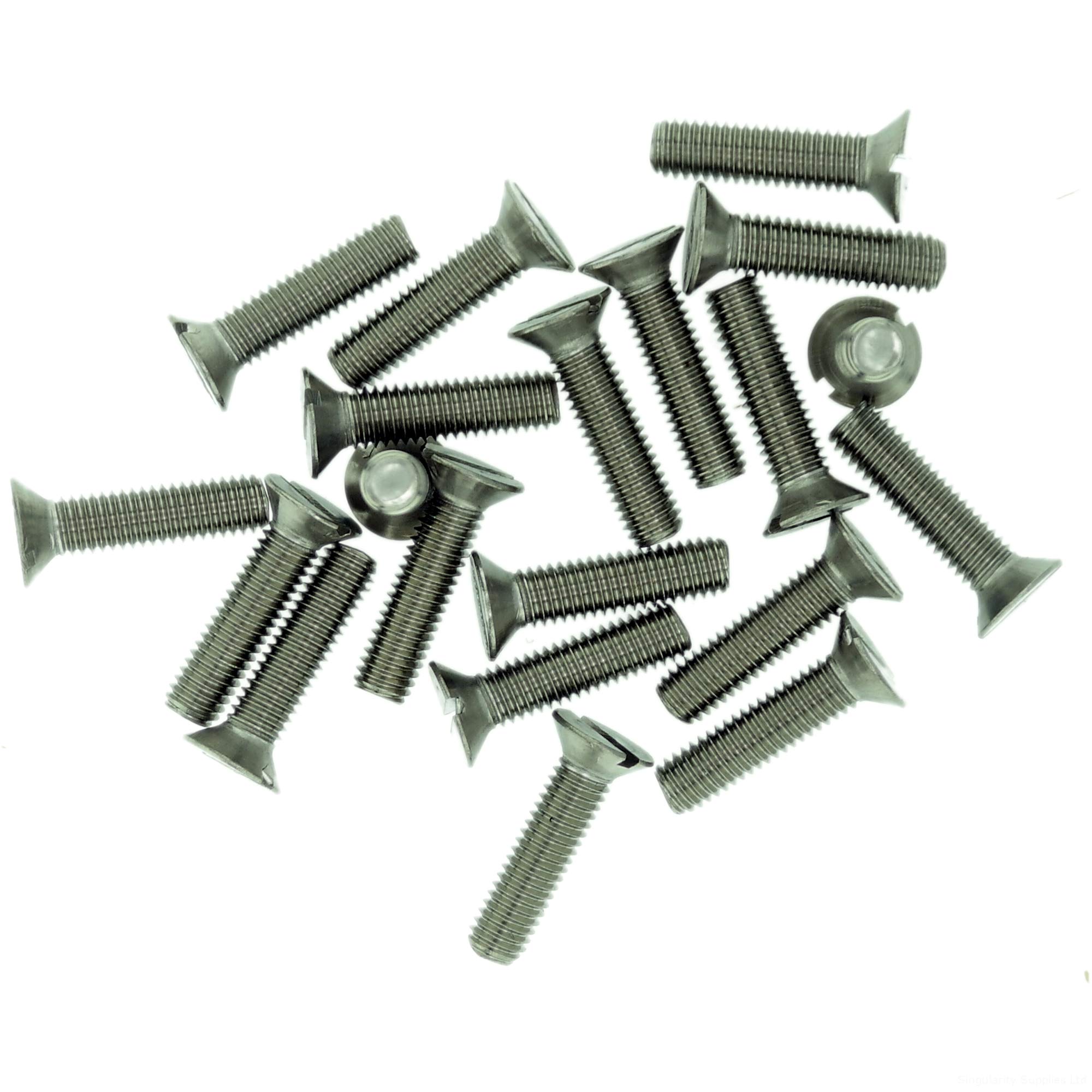 Singularity Supplies M5 (5Mm X 16Mm) Slot Countersunk Machine Screw (Bolt) - Stainless Steel (A2) (Pack Of 20)