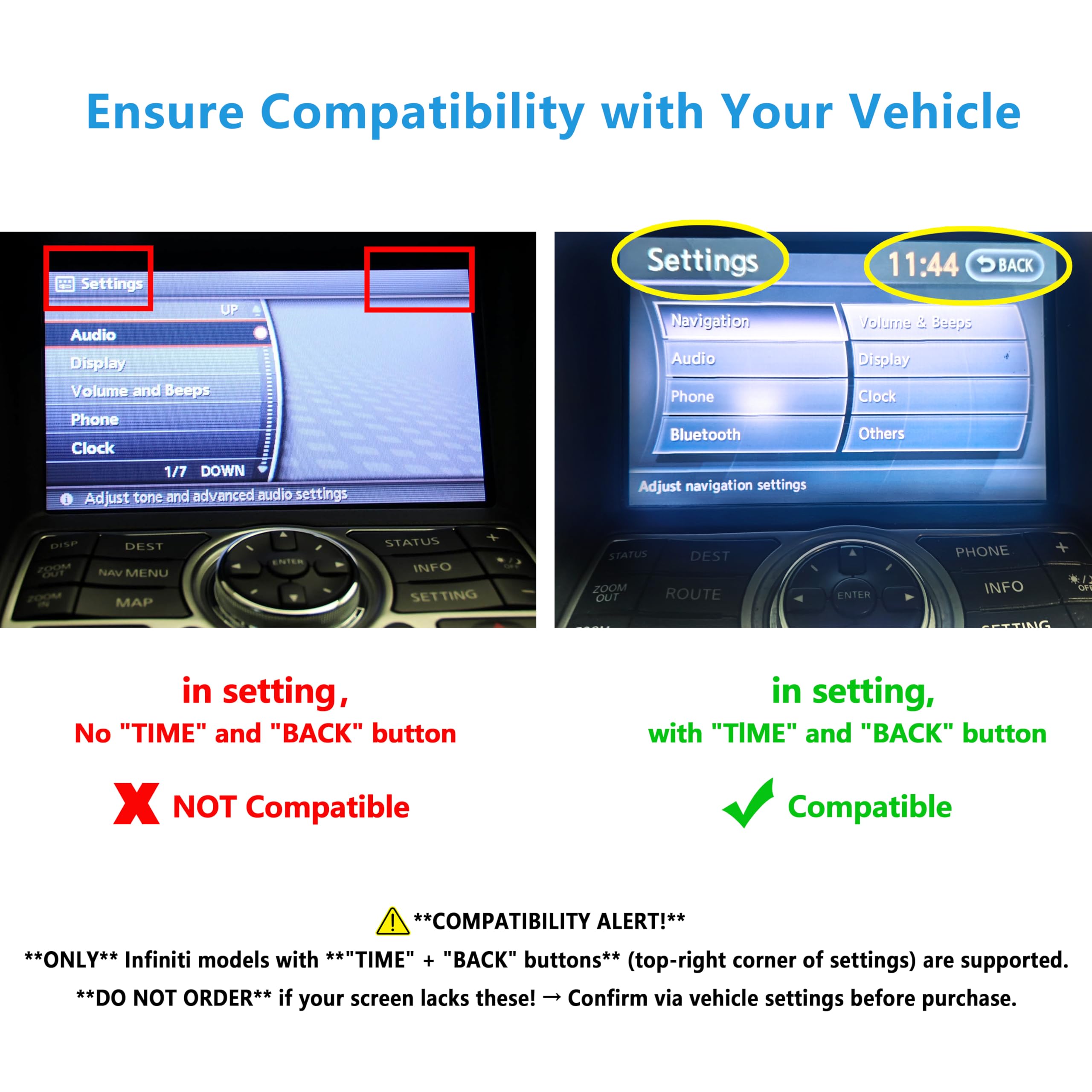 CARAMCO CarPlay&Android Auto Module Compatible with Infiniti QX50 QX70 G25 G35 G37 EX25 EX30 EX35 EX37 FX35 FX37 FX50 Retrofit Kit Plug&Play Support Original Camera,Bluetooth Audio and Mic