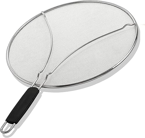 LMSAWK Inossidabile Protezione Antispruzzi Universale, Rete Fine in Acciaio Inox per Padella, Grande Schermo per Frying Pan, Mantiene Pulita la Cucina, Protegge la Pelle dalle Scottature