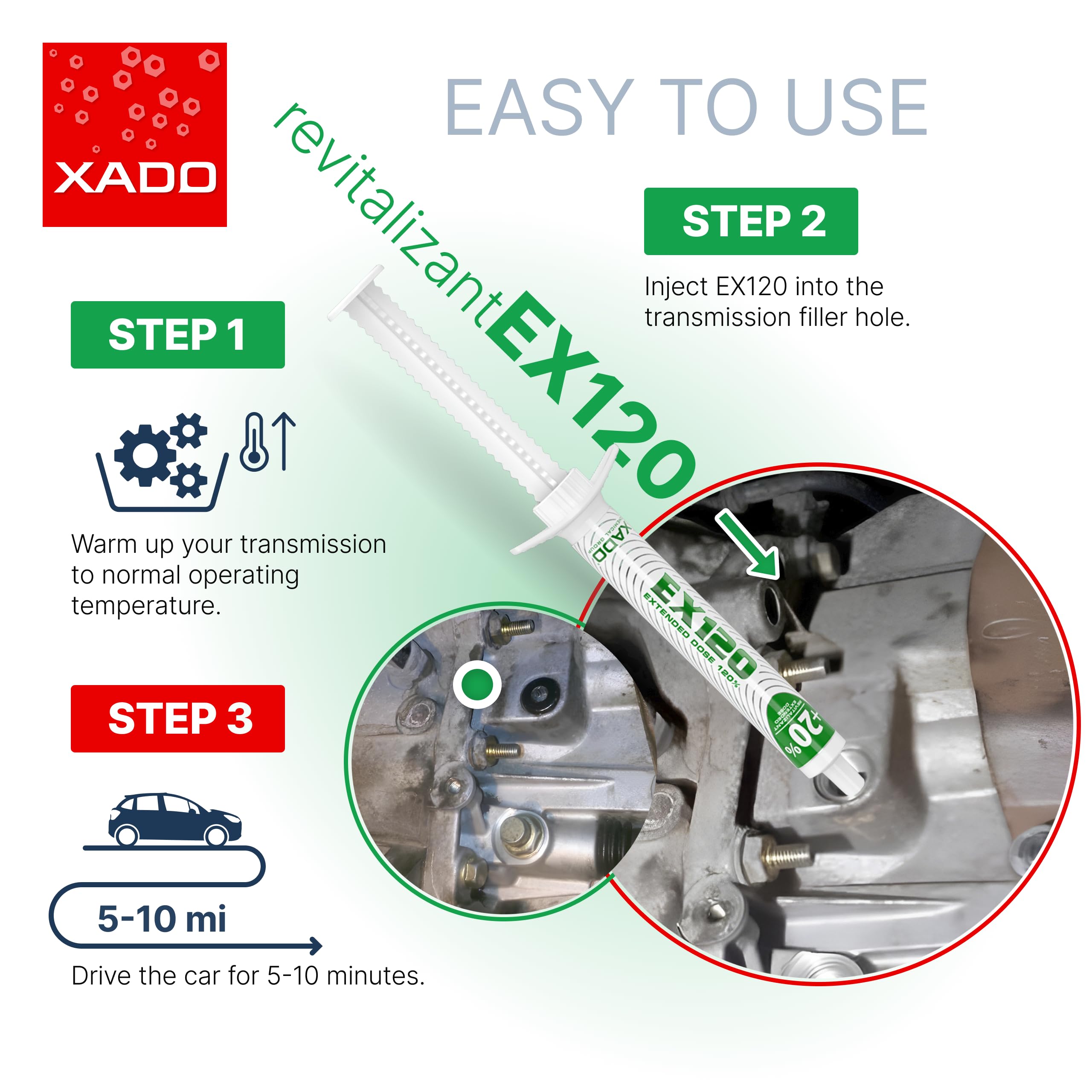 XADO Additivo per olio per ingranaggi EX120 con Revitalizant® (trasmissione manuale)