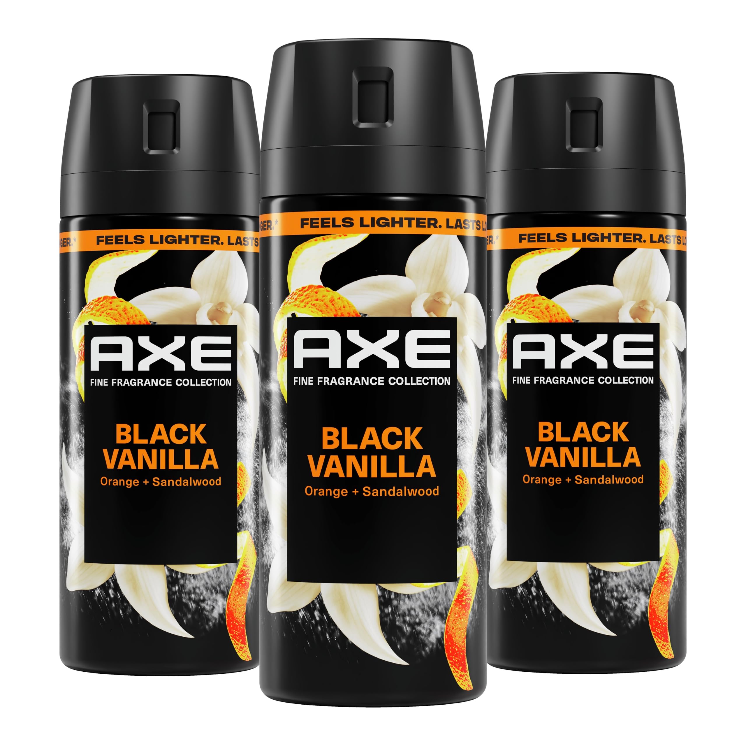 AXE Fine Fragrance Black Vanilla Deodorant Body Spray 3 Count, 2.9 oz