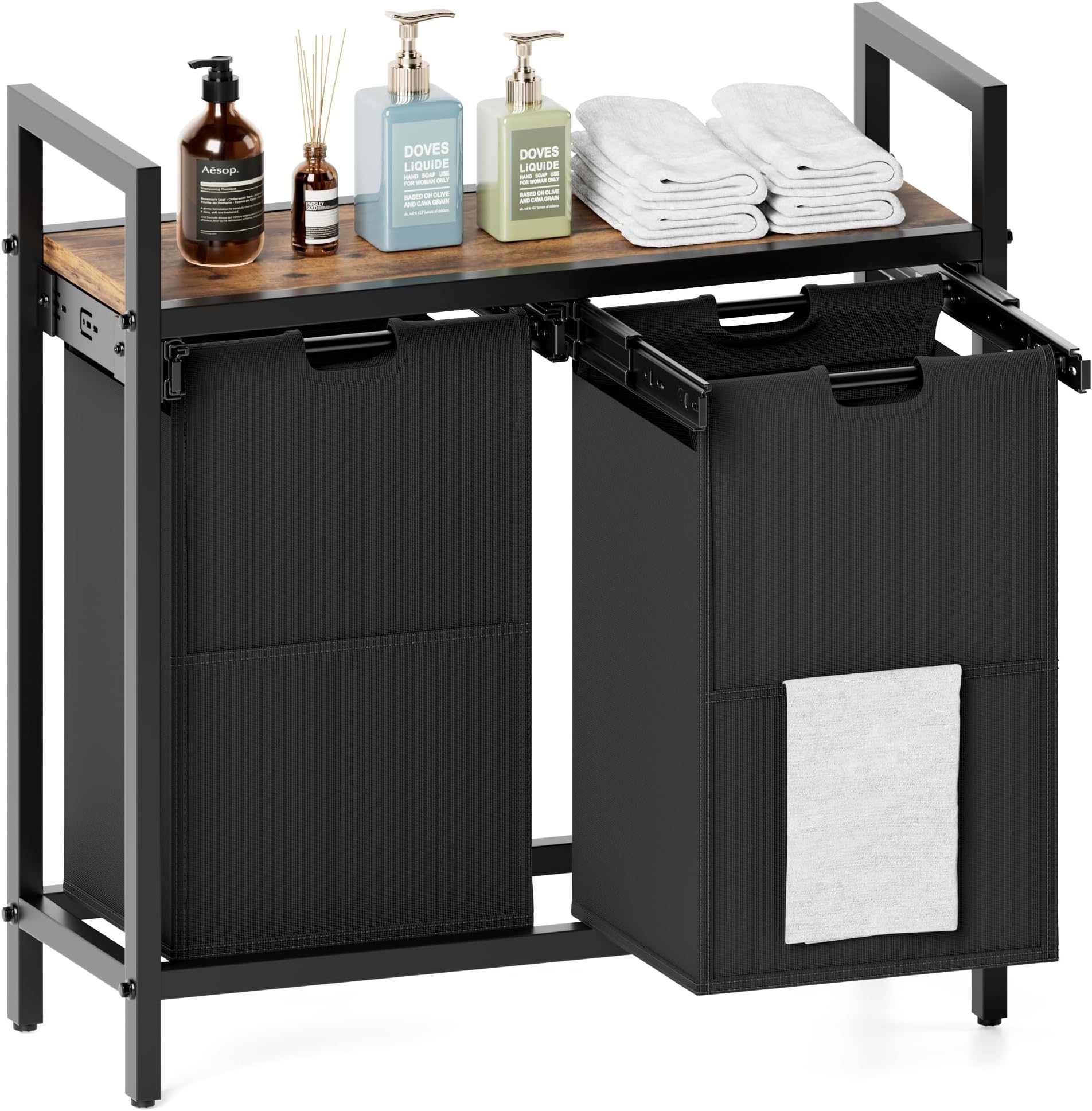 Lifeand Laundry Sorter 2 Section, Laundry Hamper with Shelf