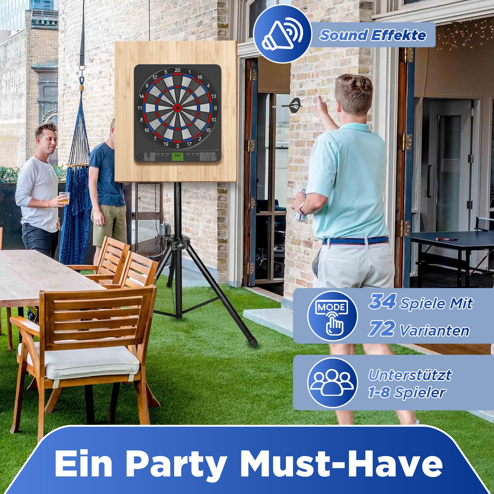 Elektronische Dartscheibe I E-Dartboard für Erwachsene I 12 Dartpfeilen & Ersatzspitzen I Geeignet für Partys und Spieleabende