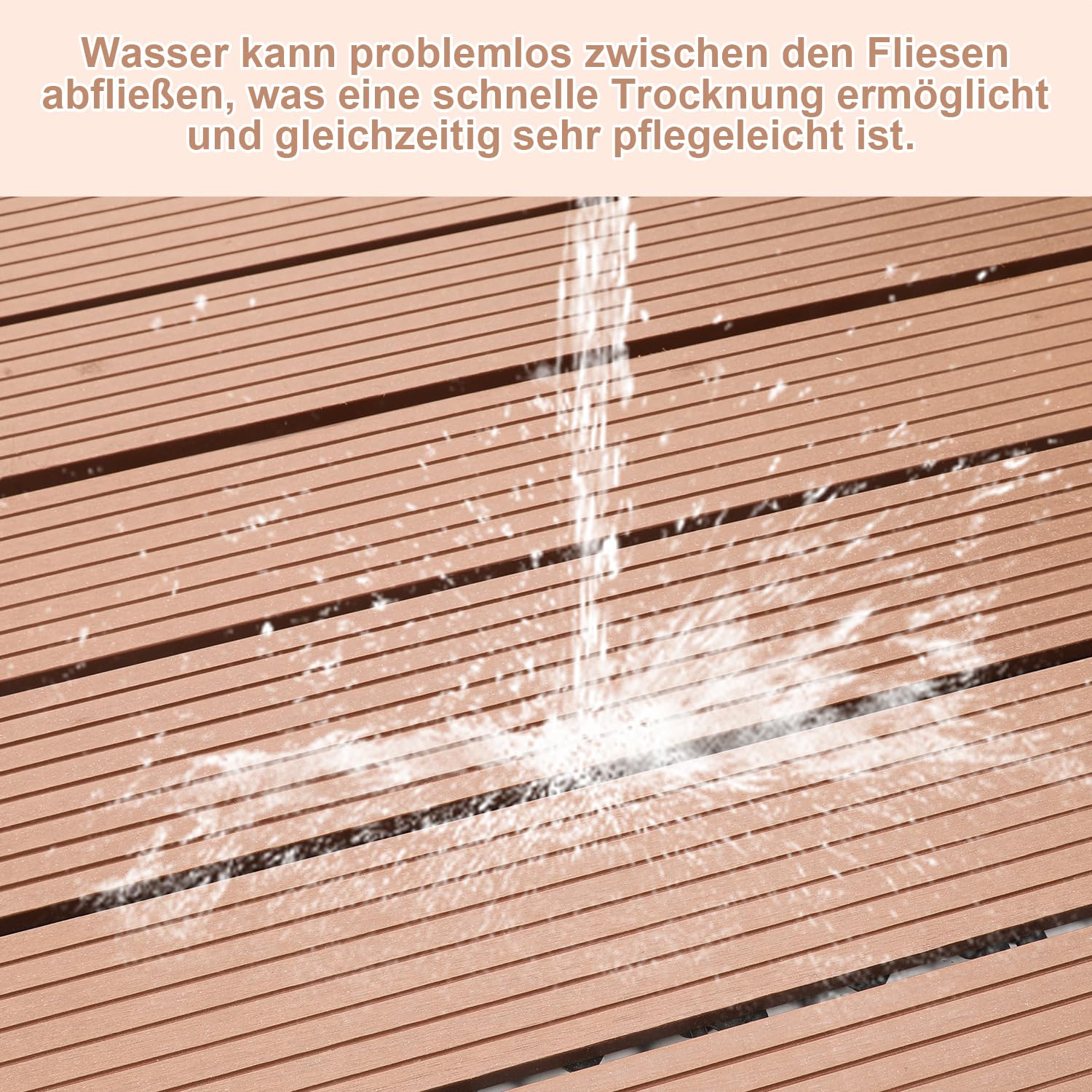 Ansobea WPC terrastegels, 11 stuks, houten tegels, 30 x 30 cm, 1 m²