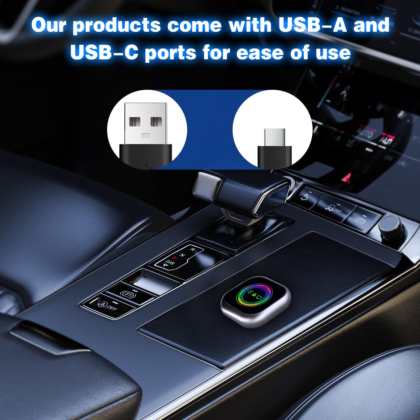 Adaptateur CarPlay & Android Auto & Air Play sans Fil 3 en 1, Nouveau CarPlay sans Fil, Projection Air Play, Reconnexion Automatique, Bluetooth 5.0 et WiFi 5.8GHz, Compatible iOS 10+, Android 11+