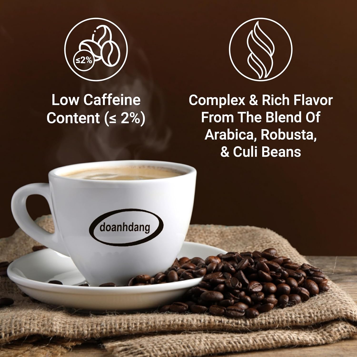 doanhdang - 17.6 Oz Traditonal Vietnamese Coffee Blend, Arabica, Robusta, Culi with Caramel Ground Coffee, Espresso & Brew, Origin from Vietnam, Whole Med Roast Ground