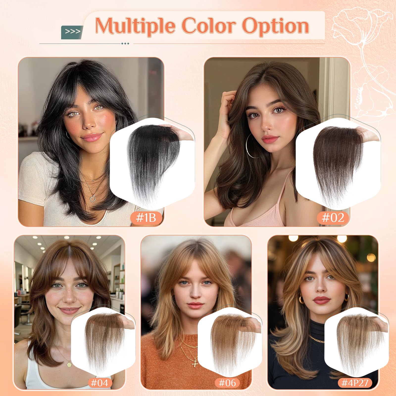 Benehair Echthaar Topper 100% Handgeknüpfte Toupets Clip in Haarteil Haar Haarstücke für Frauen #4P27 Mittelbraun/Dunkelblond Hair Topper Ohne Pony 14g 27 CM