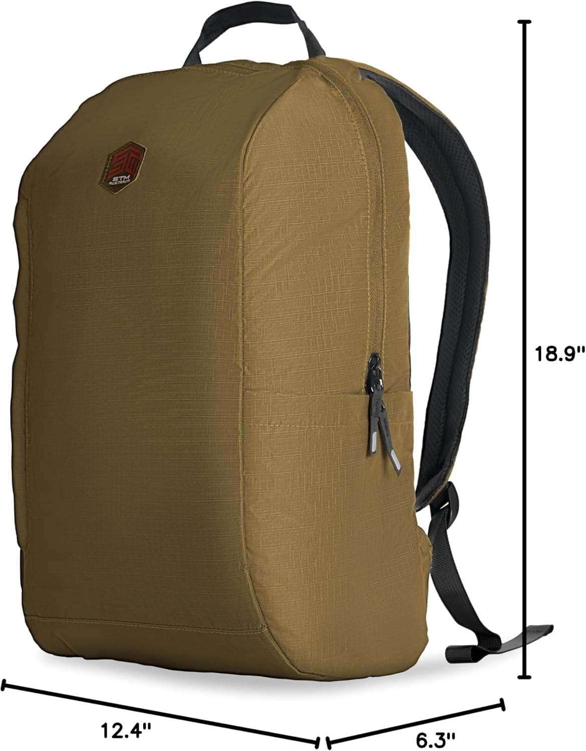 STM BagPack - Lightweight Travel Backpack - Inflatable Laptop Protection for up to 16" Laptop - Compact Self Contained Storable Bag, Water Resistant, Use as a Daypack or Everyday Pack - coffee brown