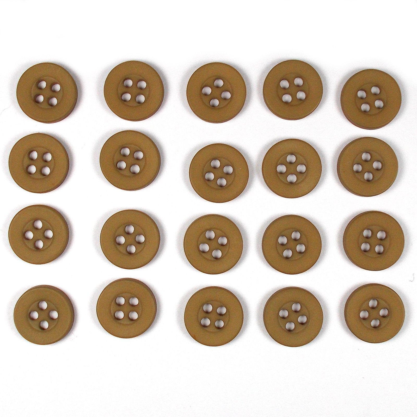Push The Button Light Brown Colour 4 Hole Round Shirt Buttons 11Mm Wide Pack Of 20 (Light Brown)