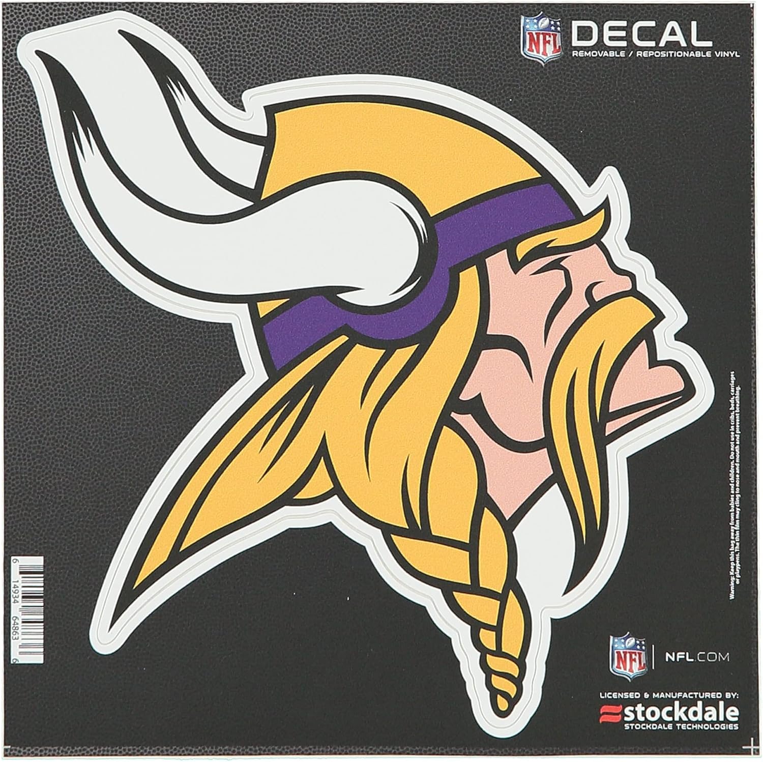 ストックデール ミネソタバイキングス 6インチ x 6インチ ロゴ ダイカット 貼り直し可能 ビニールデカール