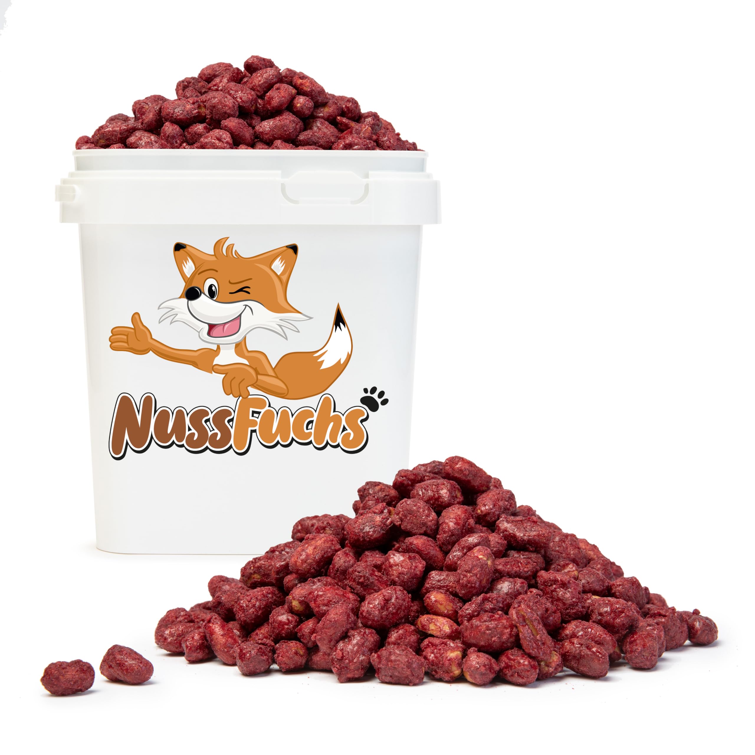 Gebrannte Erdnüsse Rot 1kg-3kg - Erdnüsse mit rotem Zuckerüberzug - Partysnack - Jahrmarkt/Weihnachtsmarkt Flair für Zuhause - Knusprige rote Erdnüsse - Knabberspaß - (3kg Eimer)
