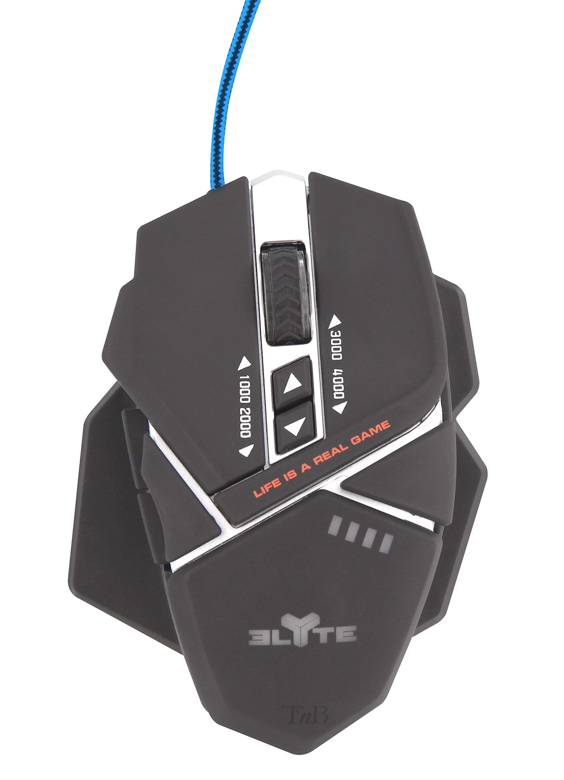 Elyte - Ghost - Wired Gaming Mouse - 1000/4000 DPI - Customization Software - Compatible with PC, Mac - Black