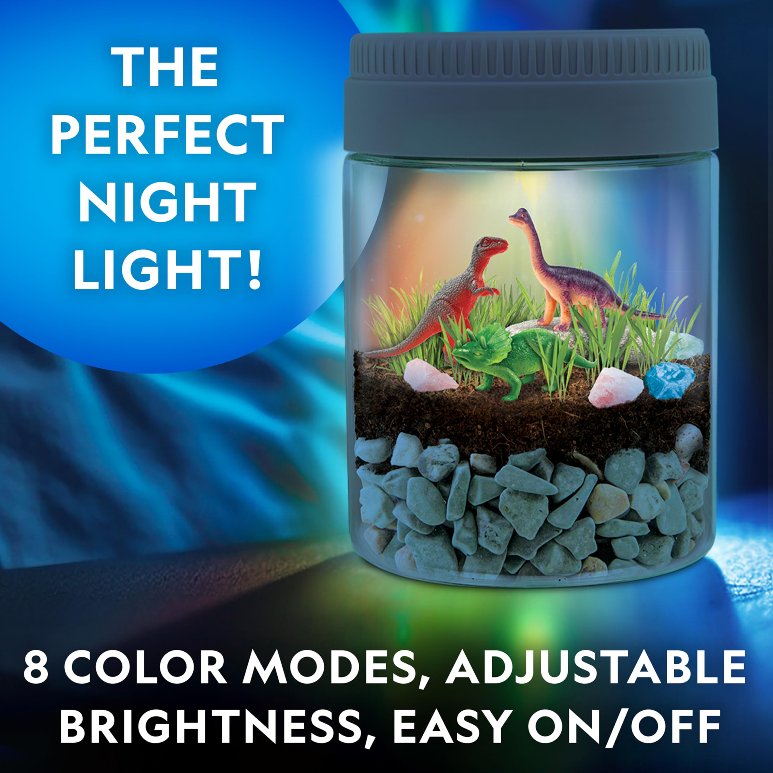 National Geographic Dinosaur Terrarium Kit for Kids, Multicolor Light Up Terrarium, Build a Dino Habitat with Real Plants - Image 3