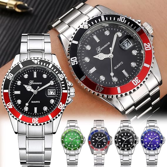 Singular-Point Mens Watches Stainless Steel Business Watch Luxury Steel Quartz Watch Analogue Watch with Large Face Men's Clothing Accessories