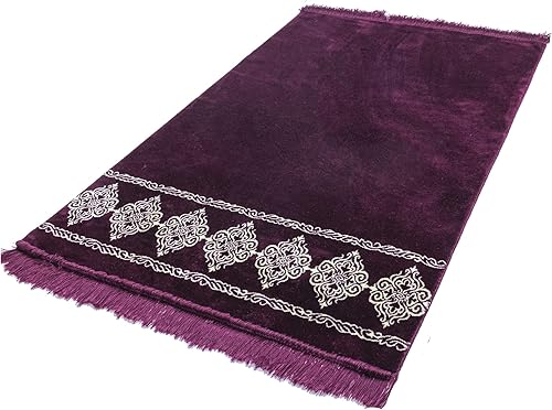 Miniatura 2 de Modefa Alfombra de oración islámica turca, grande y ancha, de terciopelo suave, Janamaz, cómoda alfombra de oración musulmana para hombres y
