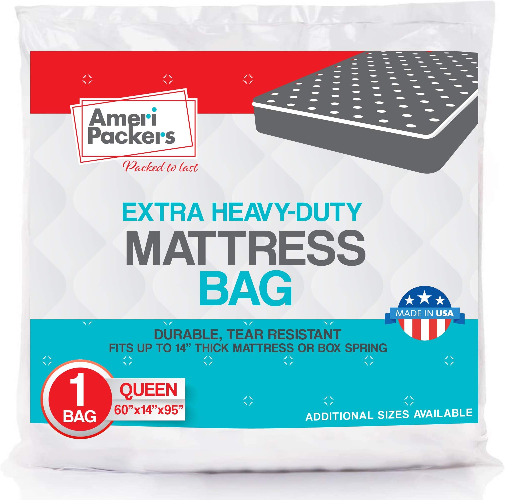 Queen Size, Heavy Duty Mattress Bag for Moving & Storing Fits Standard, Pillow-Top Variation & Protects Mattress from Stains, Tears, Dirt, Water, Bugs & More (COMIN18JU055115)