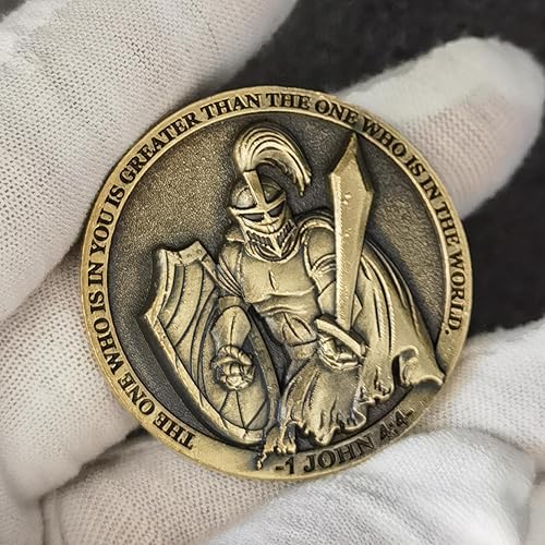 Miniatura 5 de Moneda de desafío cristiano caballero armado I Can Do All Thing Through Christ Versículos de la Biblia de regalo Colecciones de monedas