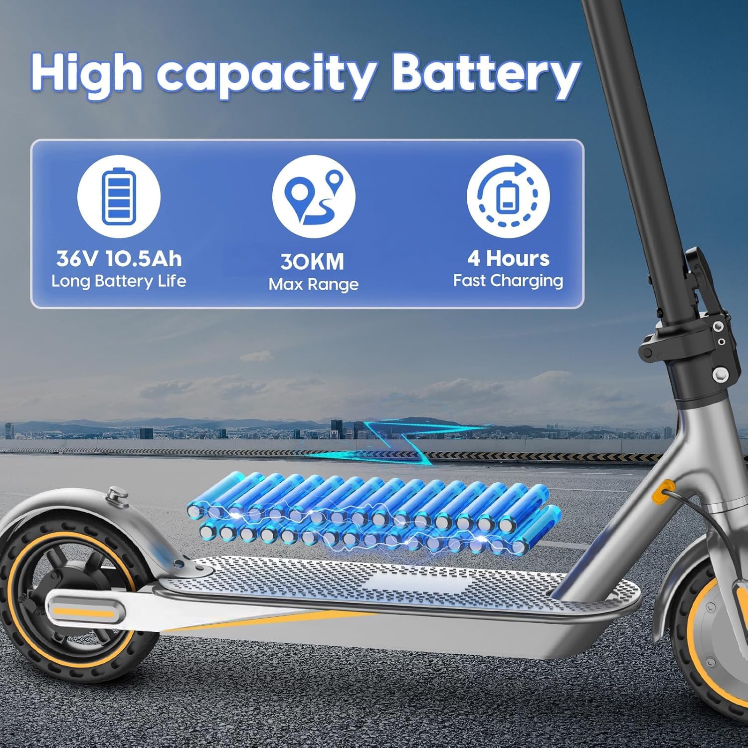 EGGKING Monopattino Elettrico con Freccia Direzionale, 350W Motore, 8.5" Gomme Antiforatura, 35 km Autonomia, Doppi Freni, Controllo App