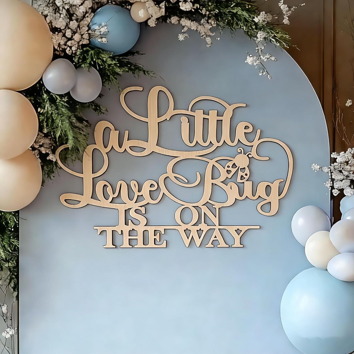 A Little Love Bug is on the way Sign for Wall Decorations,Wooden Little Bug Baby Shower Decor for Love Bug Theme Banner Decor for Boy or Girl Photo Booth