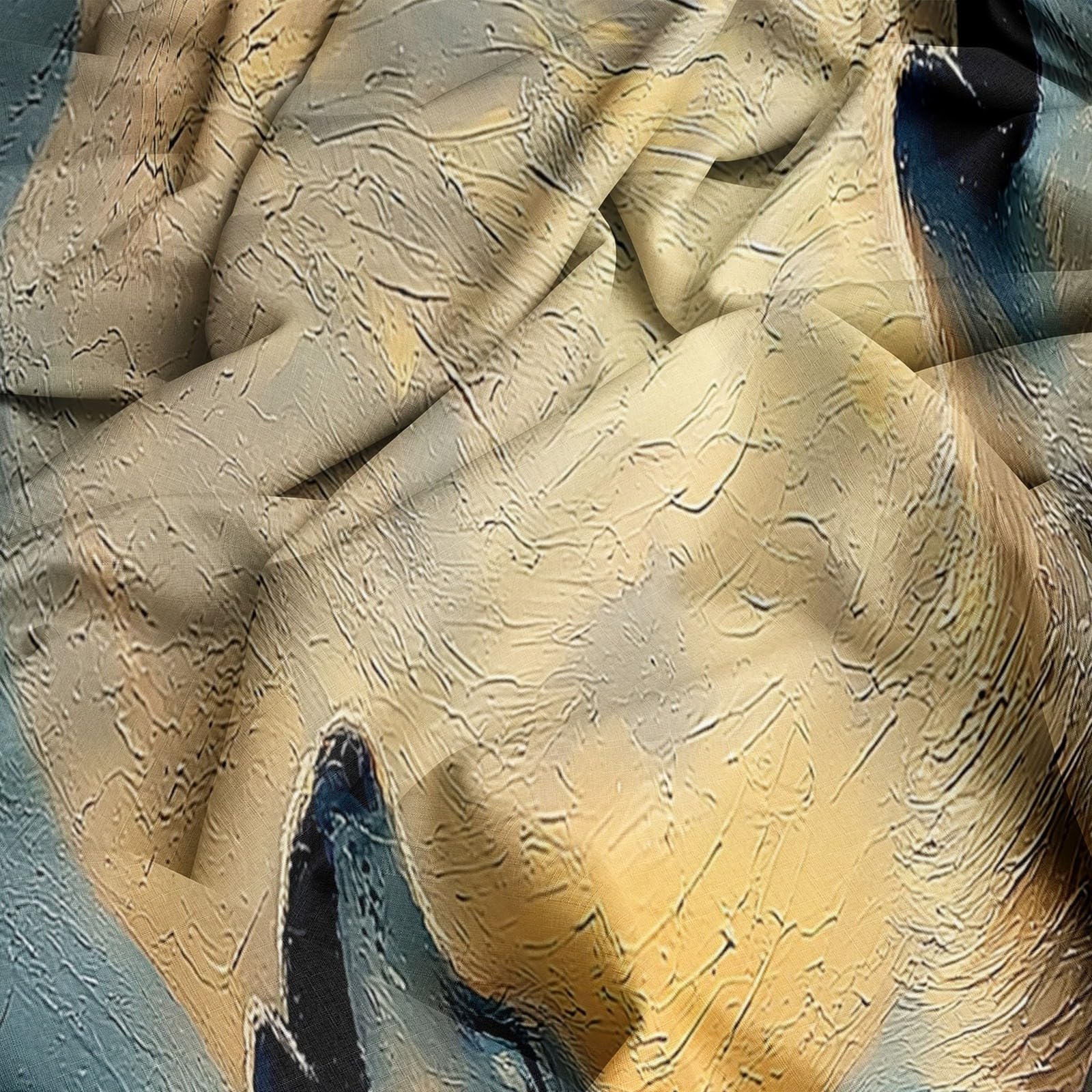 Pościel impresjonizm, wilk, księżyc, miękka mikrofibra, oddychająca, niebieska, dwustronna pościel z zamkiem błyskawicznym + 2 poszewki na poduszkę 80 x 80 cm 155 cm x 220 cm