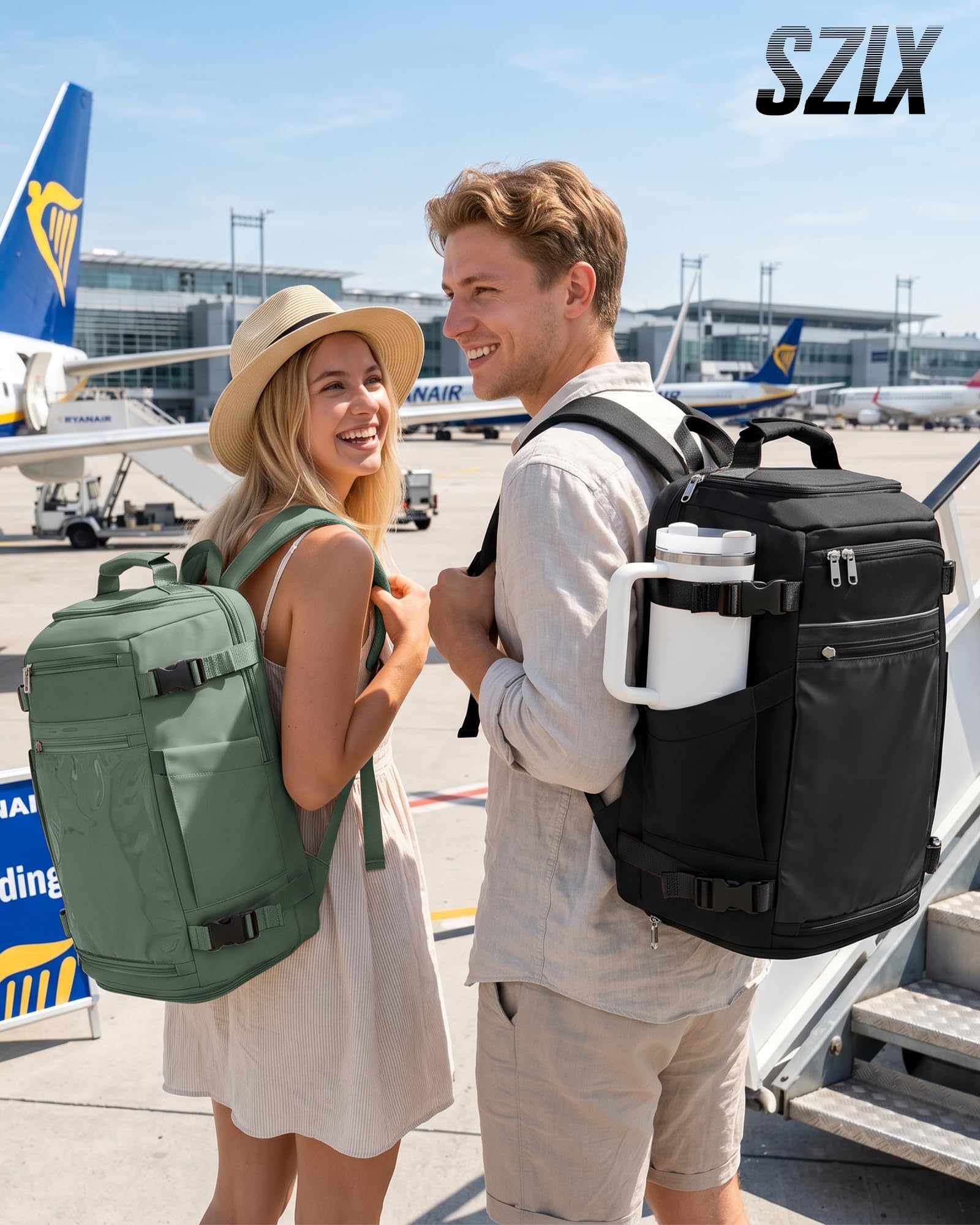 SZLX Mochila al Vacío con Bomba Equipaje de Mano 40x30x20 Ryanair Vueling Wizzair Mochila Viaje Cabina Avion 40x20x25 Mujer Maletas de Viaje Cabina 45x36x20 Easyjet Mochila Portatil con USB Hombre
