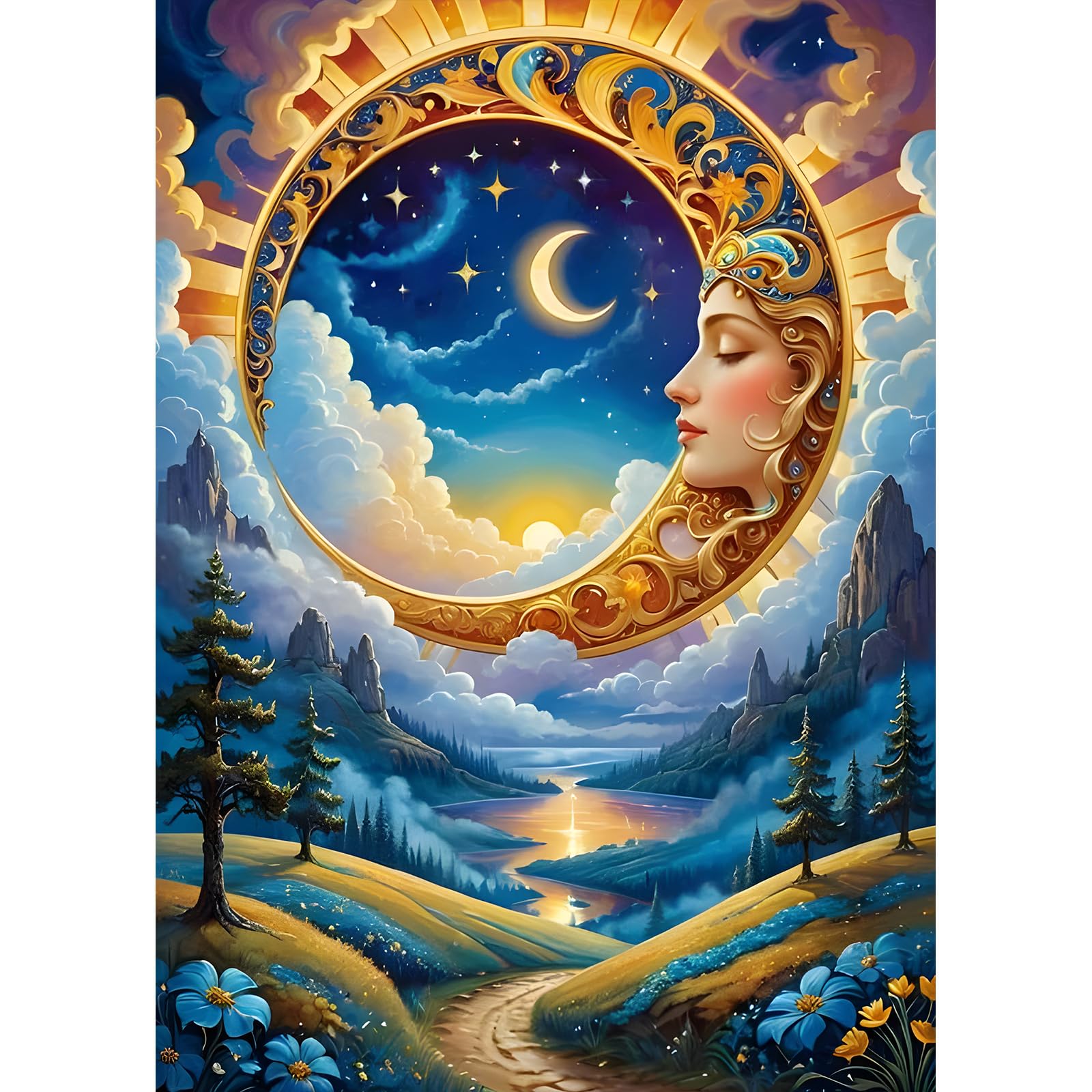 Diamond Painting 5D DPHERO DPHERO - Kit De Diamond Painting 5D Ciel Étoilé Lune - 30x40 Cm - Artisanat Strass DIY Pour Adultes Et Enfants Loisir Créatif Adulte