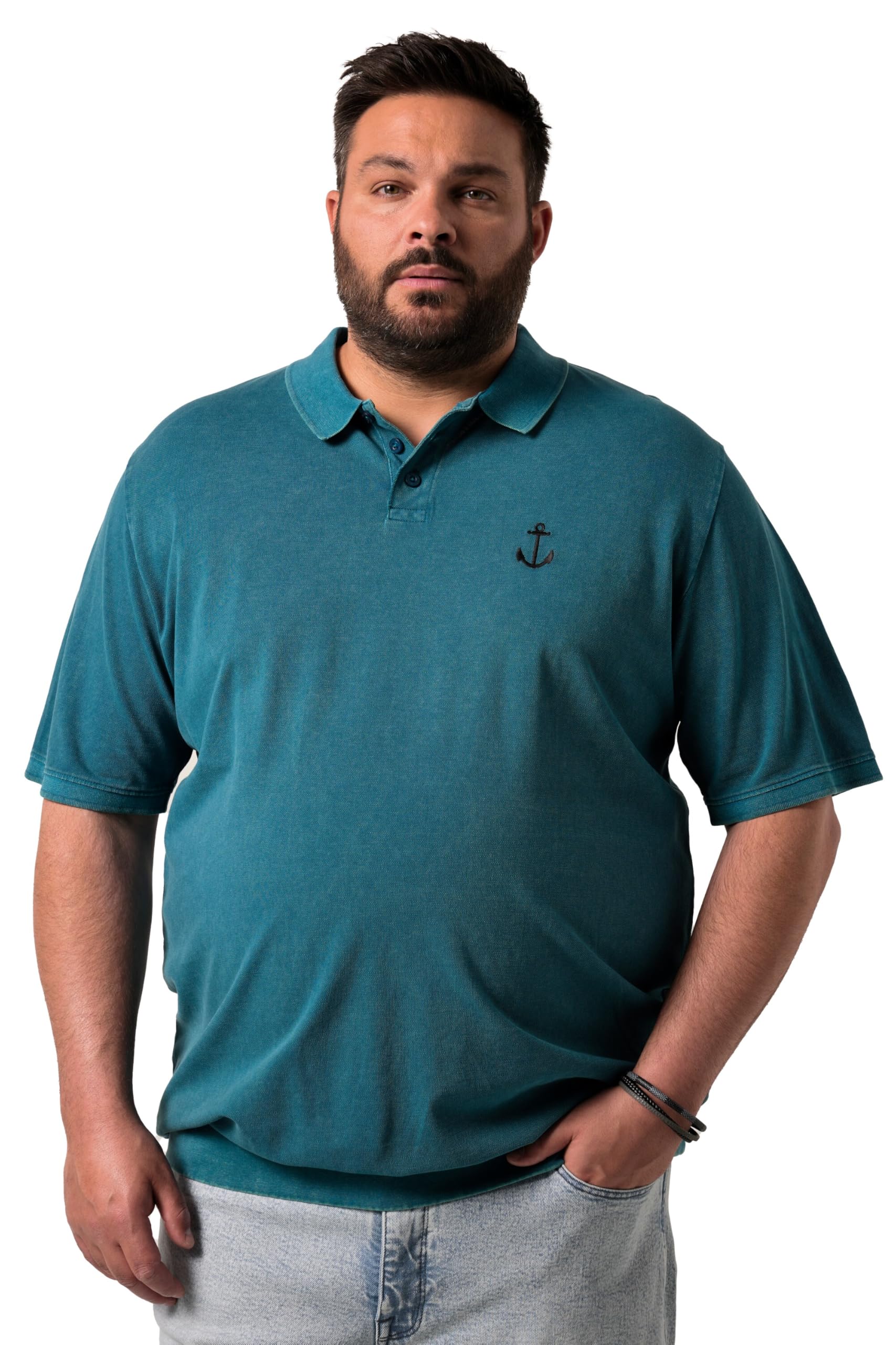 Men Plus Herren große Größen Übergrößen Menswear L-8XL Poloshirt, Bauchfit, Halbarm, Vintage Look 835999