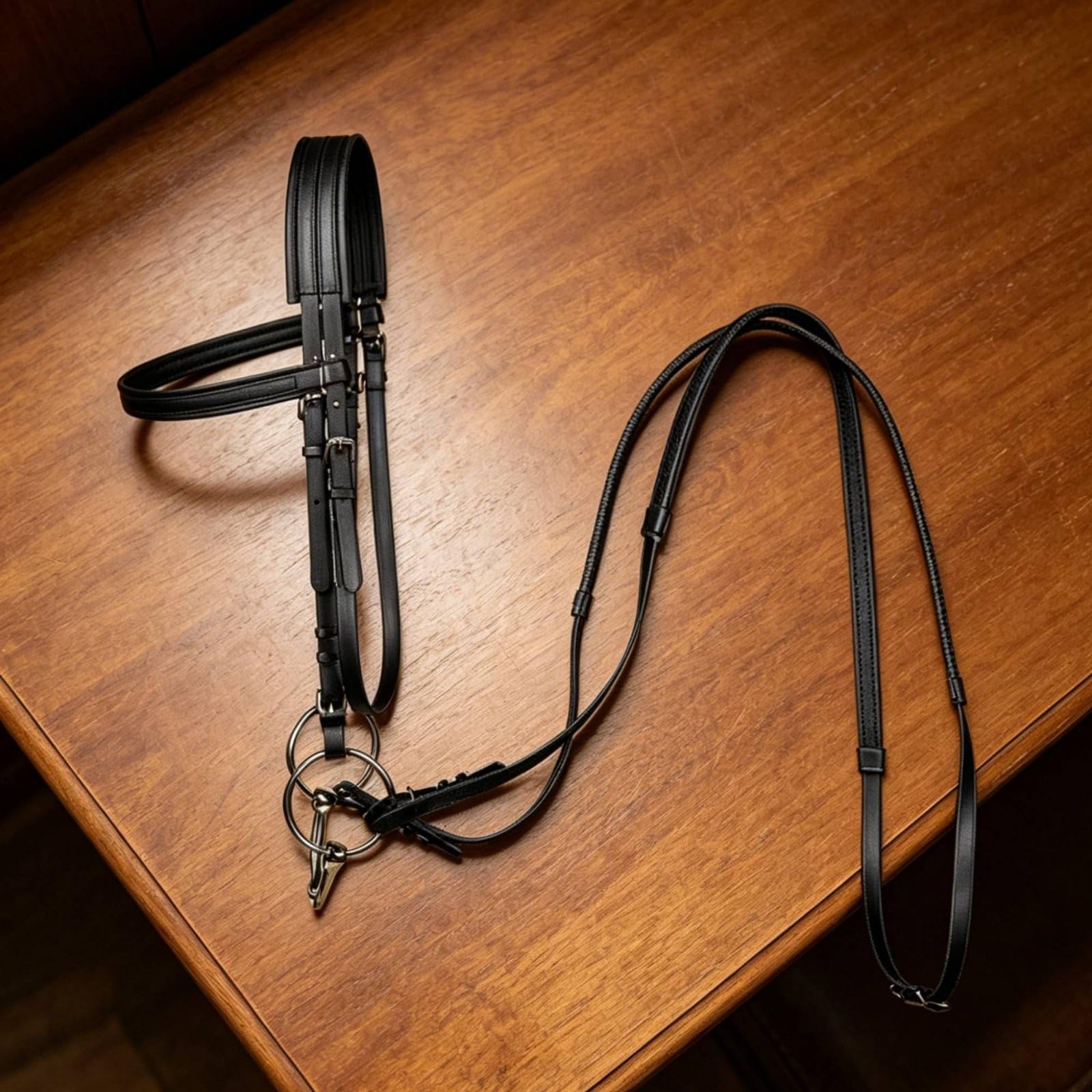 Brida de Caballo con Correas de Dirección Diseño Antideslizante Juego Arnés Cabeza Correas Dirección Acolchado Arnés Rienda Ajustable, Rosa