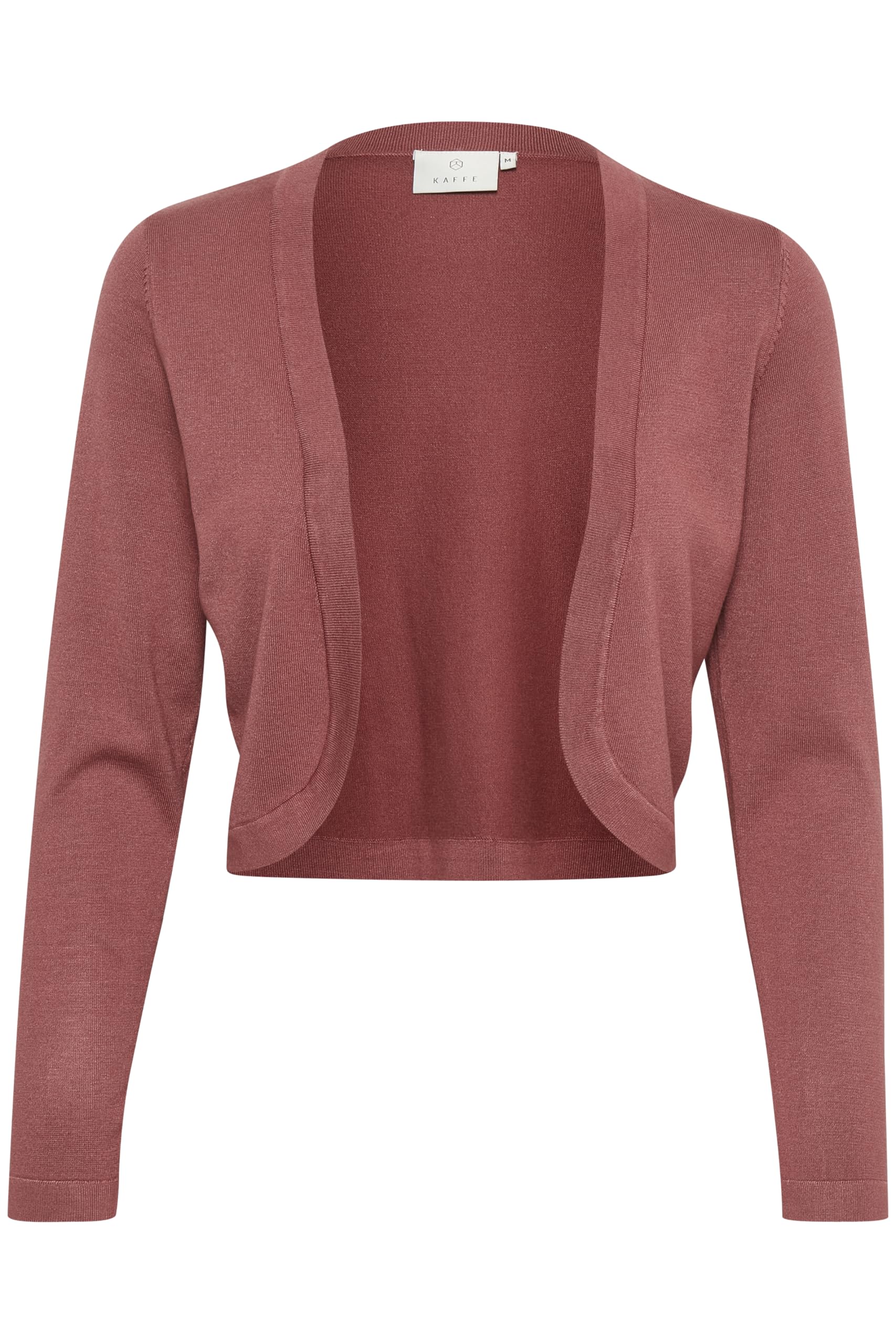 KAFFE Women's Bolero Knitted Cardigan Sweater Cropped Open-Front, Apple Butter, M