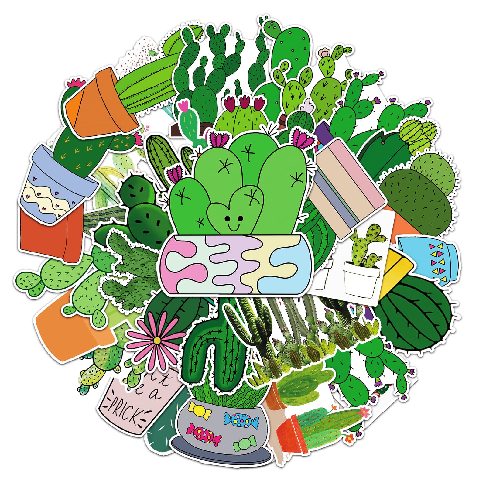 Seedware 50 Pcs Cute Stickers,Zombie Halloween,Vinyl Waterproof Stickers for Water Bottles Laptop Skateboard Journaling Scrapbook, Sticker Decals for Adults Teens Girls Kids and Women (Cactus)