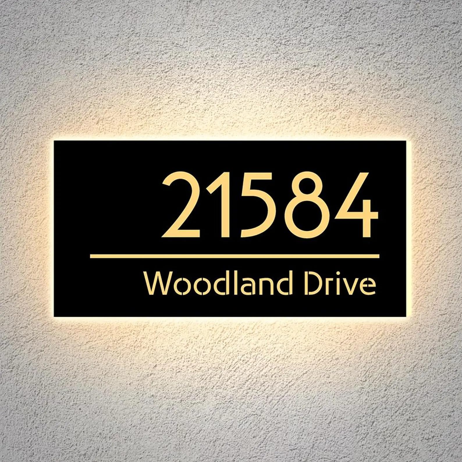 Name plate for home entrance outdoor | Home Door Name Plate With Light | Acrylic Personalized Home Door Name Plate with LED Light | 30x15cm Triple Layer House Office Flat Door Address Sign Board — Amazon image 3
