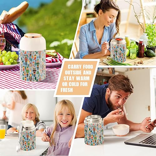 Miniatura 7 de Christmas Nutcrackers Food Jar with Spoon Stainless Steel Vacuum Insulated Food Container 17 oz Food Thermos for Adults