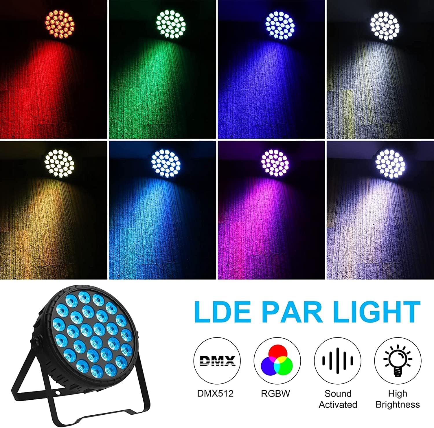 4er 216W LED Par Strahler Scheinwerfer, RGBW DMX512 4-in-1 Bühnenlicht Partylicht mit Fernbedienung Disco-Licht für Bühne DJ Show Bar Halloween Weihnachten- Deutsches Lager