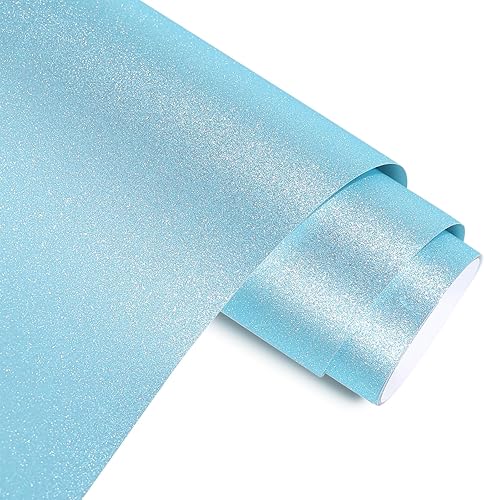 AHIJOY Vinilo adhesivo permanente azul brillante con purpurina de 12 x 5 pies, vinilo brillante con purpurina para cortador de manualidades,