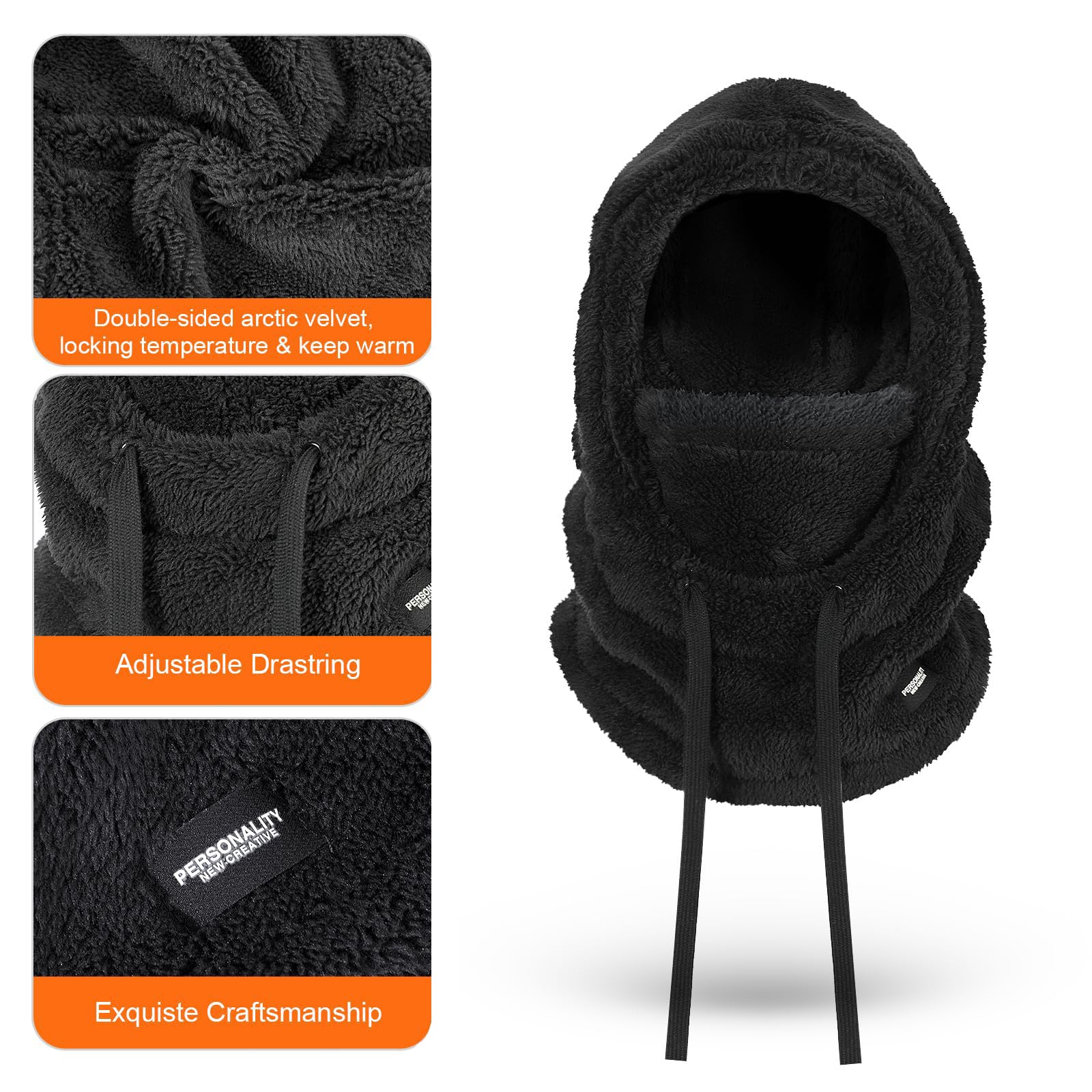 Passamontagna Unisex 2-in-1 in Pile Antivento, Scaldacollo Sciarpa Termico Regolabile per Sci Moto e Sport Invernali, Maschera da Cappuccio Caldo Copertura Viso Uomo Donna per Attività all'Aperto